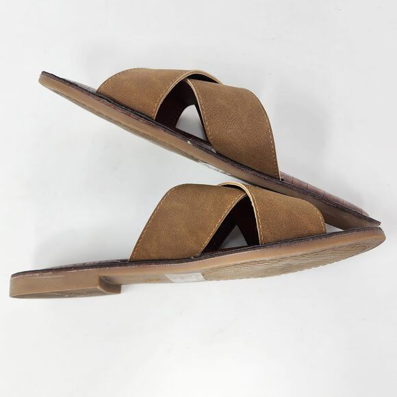 Seven7 Slide Sandals Women 9 Jesse Brown Vegan Leather Cross Strap Padded 2056 - Picture 5 of 8